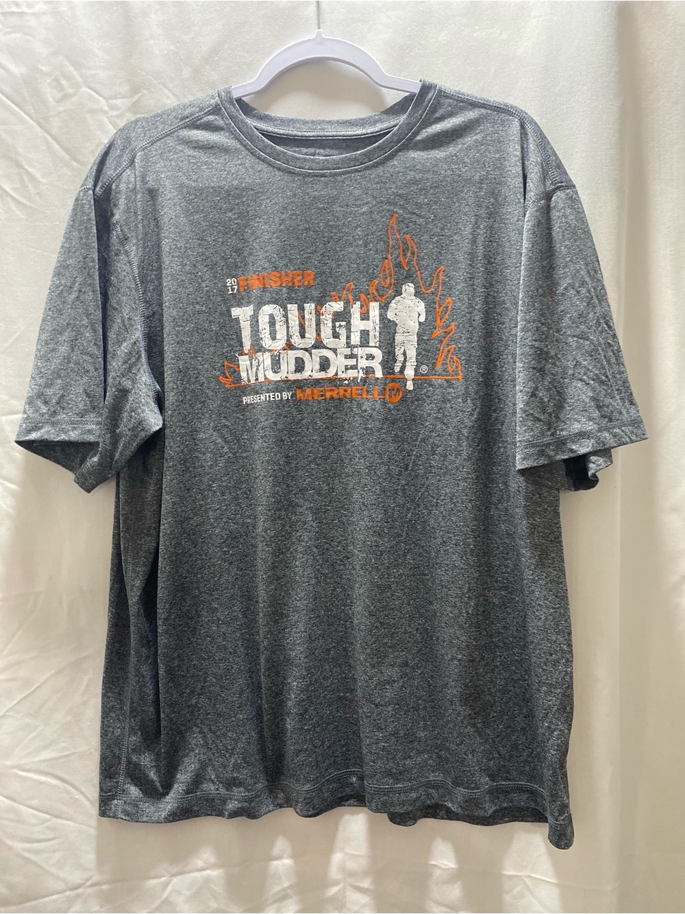 Merrell Tough Mudder 17’ Finisher Graphic Crew Neck Short Sleeve Gray XXL poly